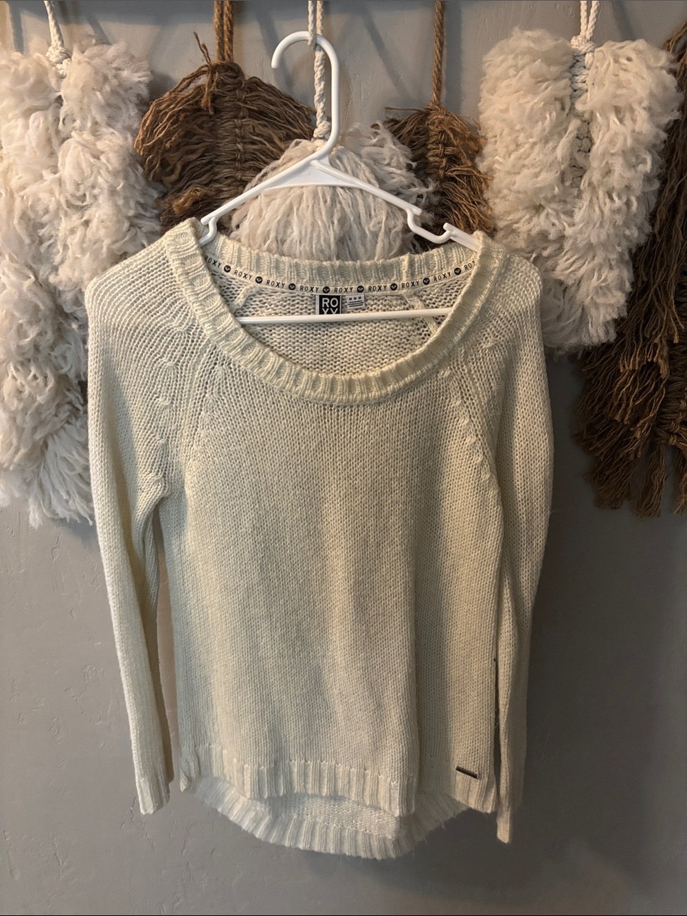Roxy Cream Scoop Neck Knit Sweater